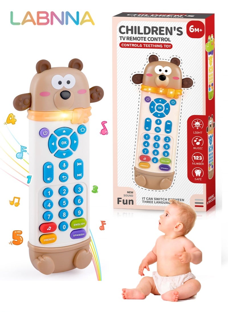 LABNNA Baby Remote Control Toy with Silicone Teether, Realistic Lights & Sounds, 3 Languages (English, Spanish & French), Baby Musical Toys Gifts for Boys Girls 6 Month+ - Image 1